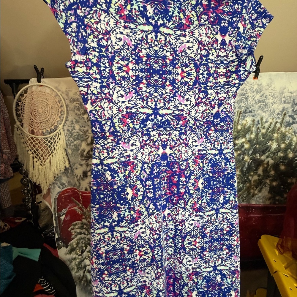 Dress Floral Blue and Pink Women's by Lola Size Medium - Picture 8 of 12